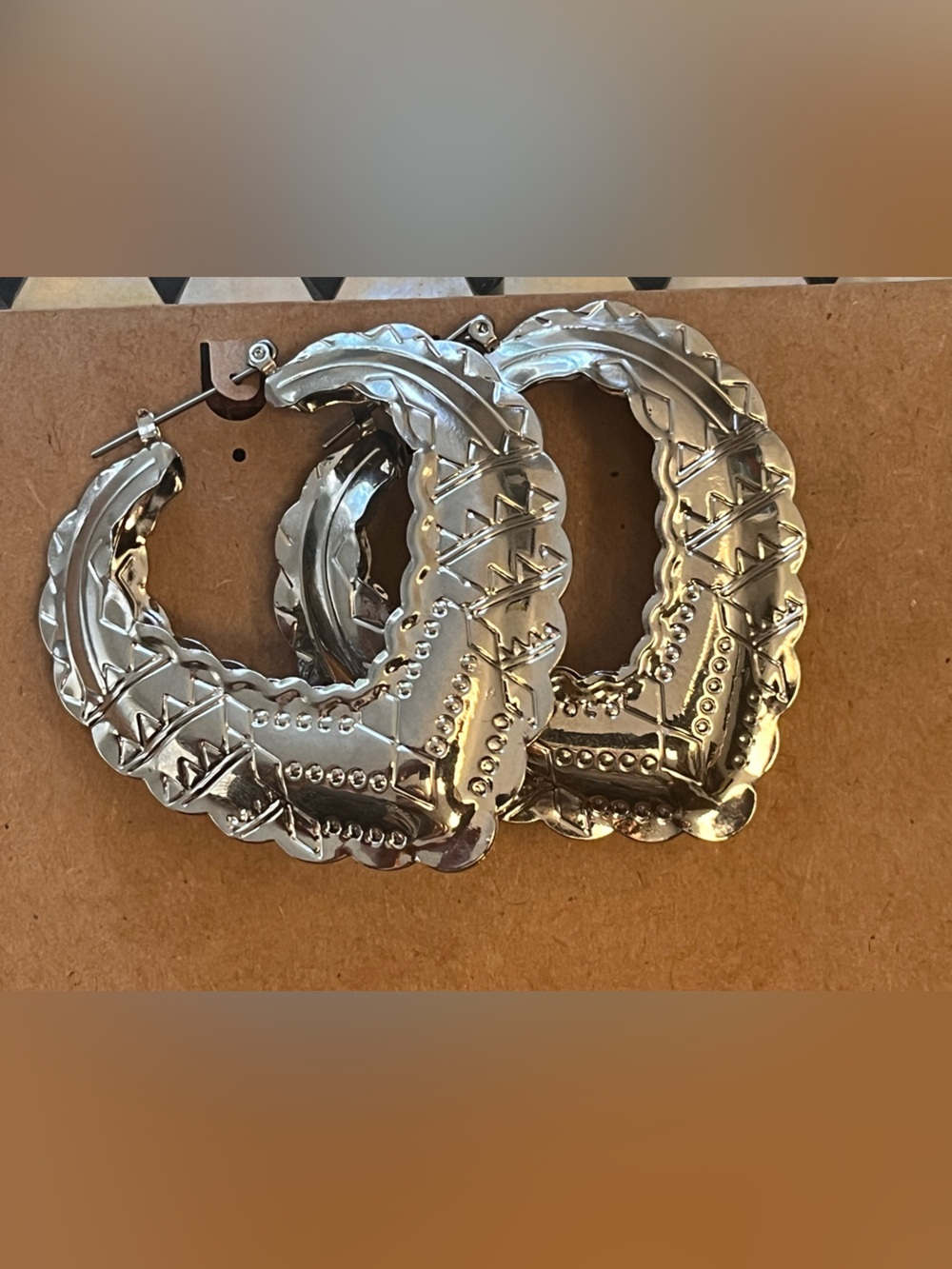 Textured Silver Hoop Earrings